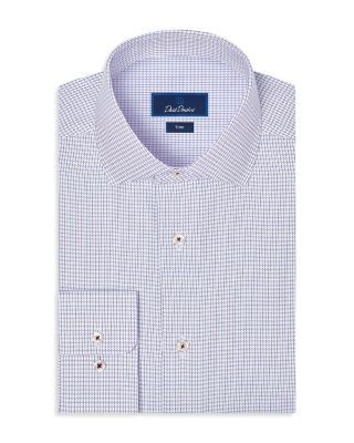David Donahue Trim Fit Micro Check Dress Shirt