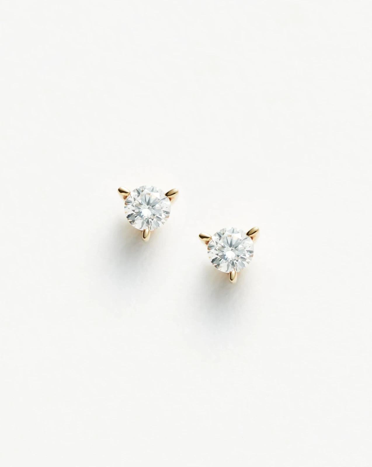 Solid Gold Small Solitaire Diamond Stud Earrings | 9ct Solid Yellow Gold