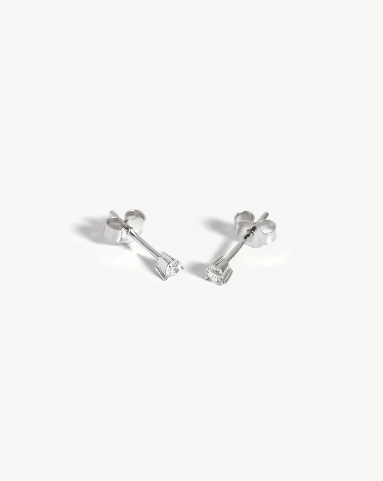 Solid Gold Small Solitaire Diamond Stud Earrings