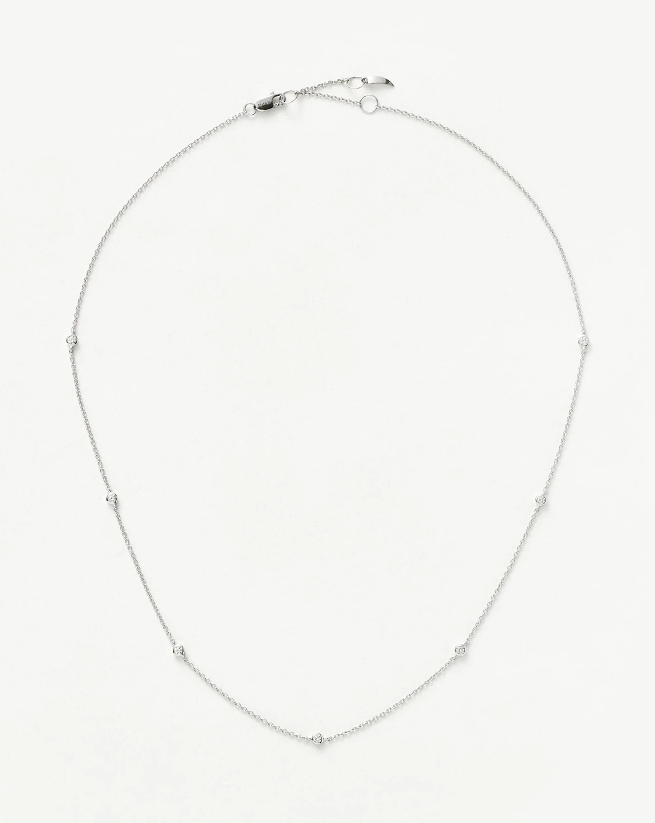 Solid Gold Floating Diamond Necklace | 14ct White Gold