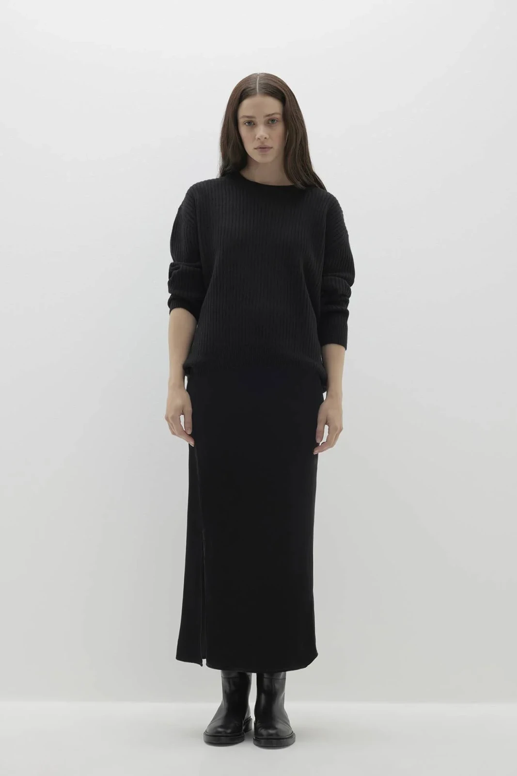 CAMPBELL RIBBED CASHMERE SWEATER - BLACK