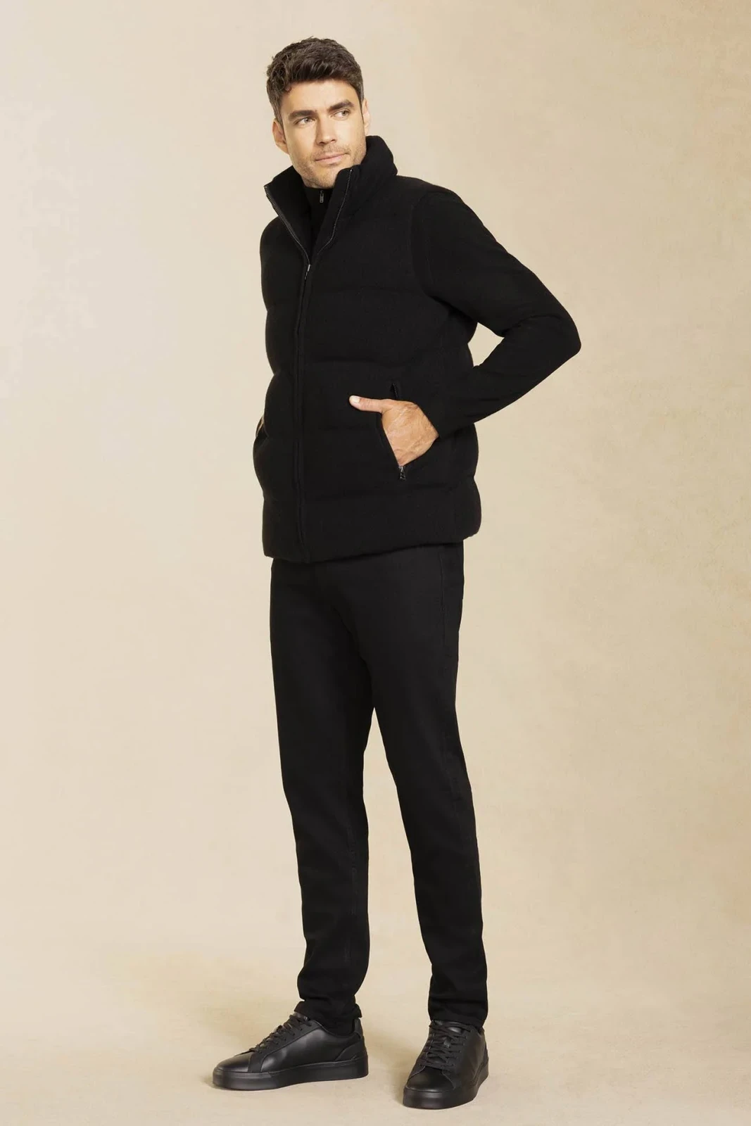 CODY CASHMERE PUFFER VEST - BLACK