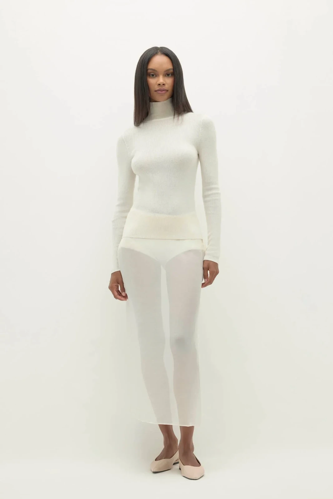 RUMER FITTED CASHMERE TURTLENECK - ECRU