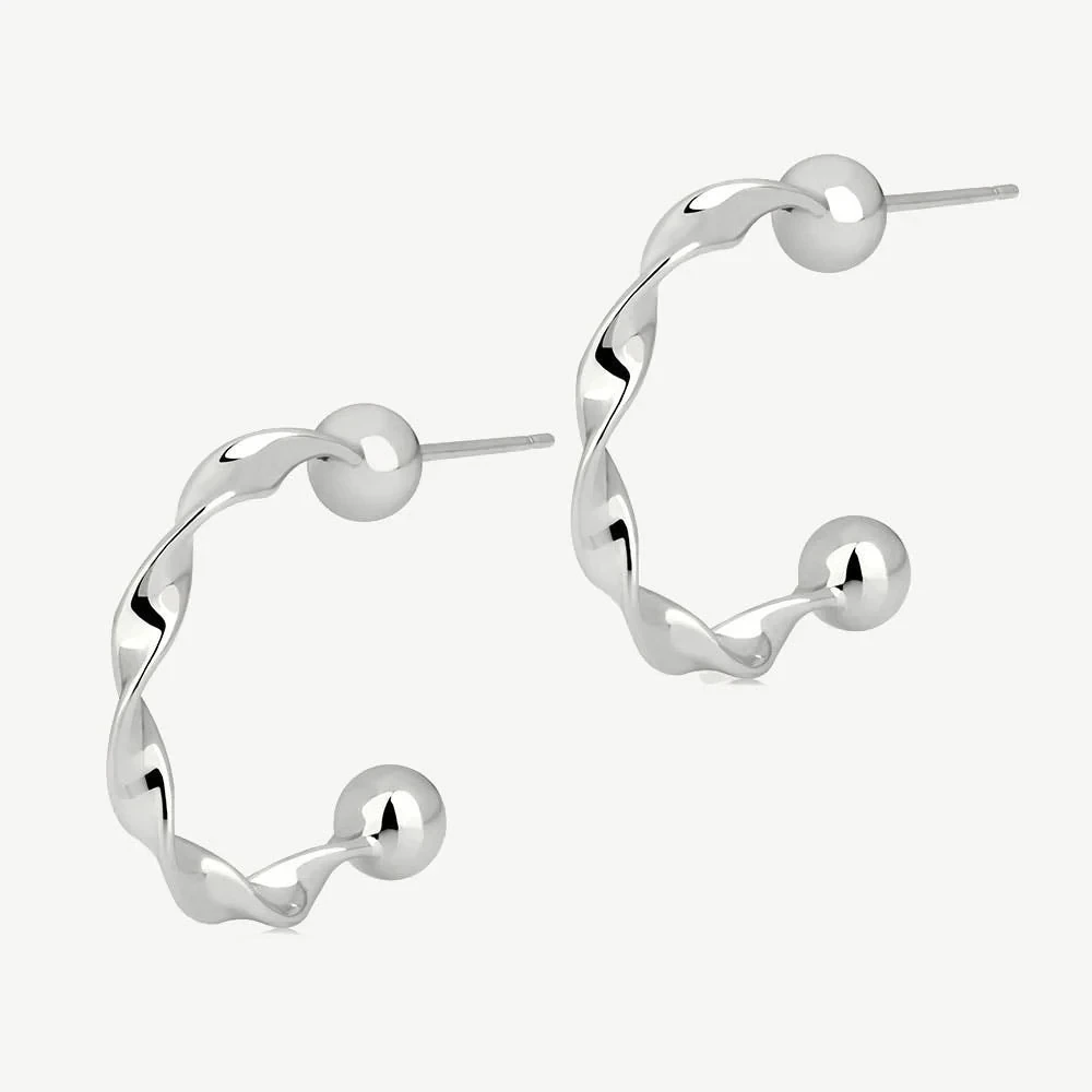 Crescent Twisted Hoop - Sterling Silver
