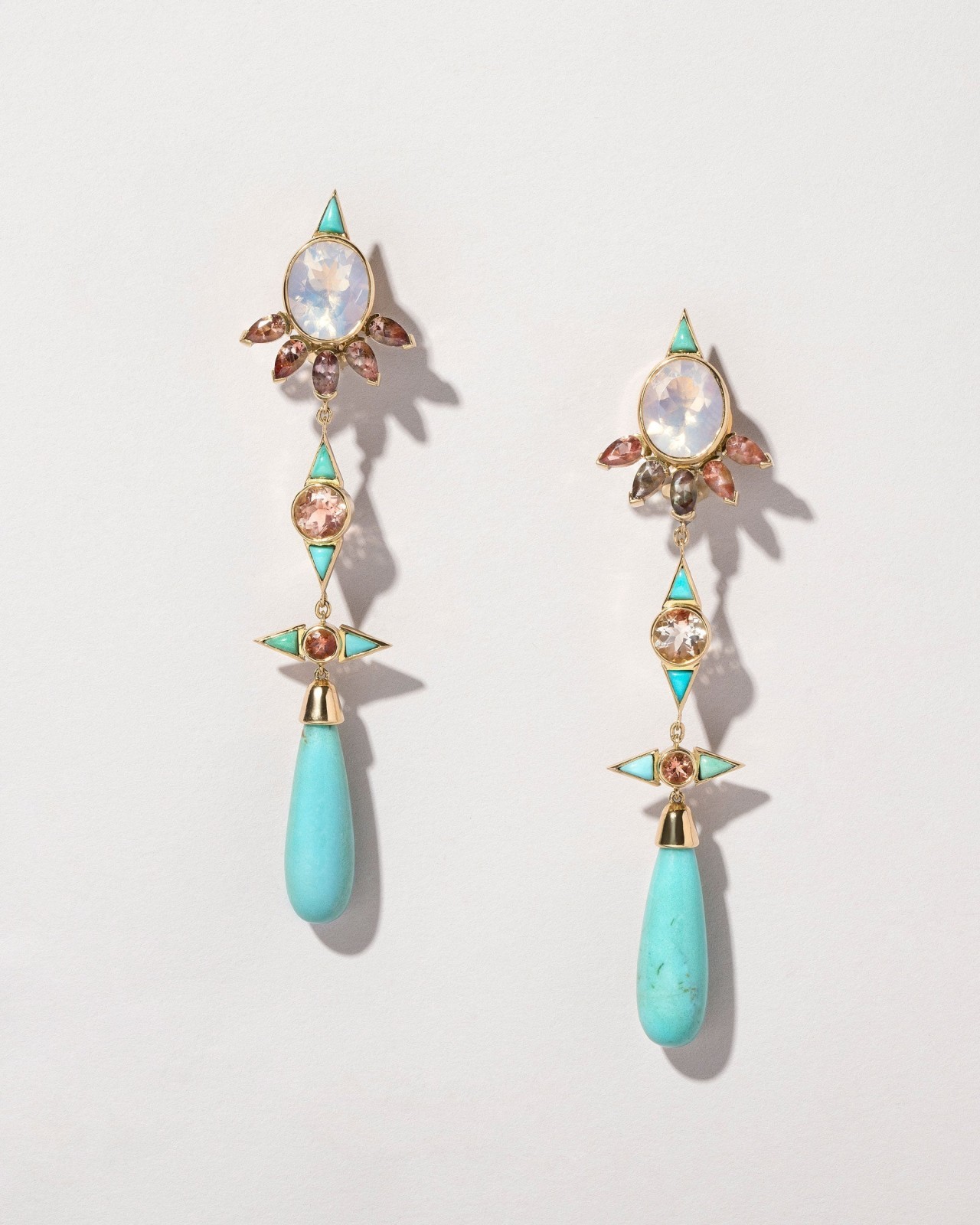 Opal, Sunstone & Turquoise Earrings
