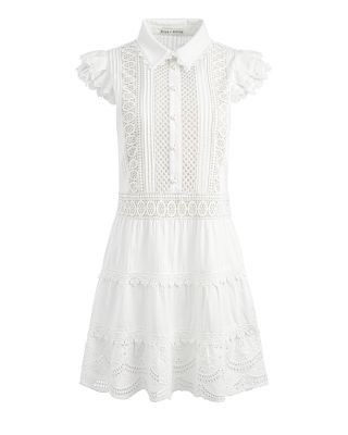 Alice and Olivia Meeko Embroidered Ruffle Sleeve Dress