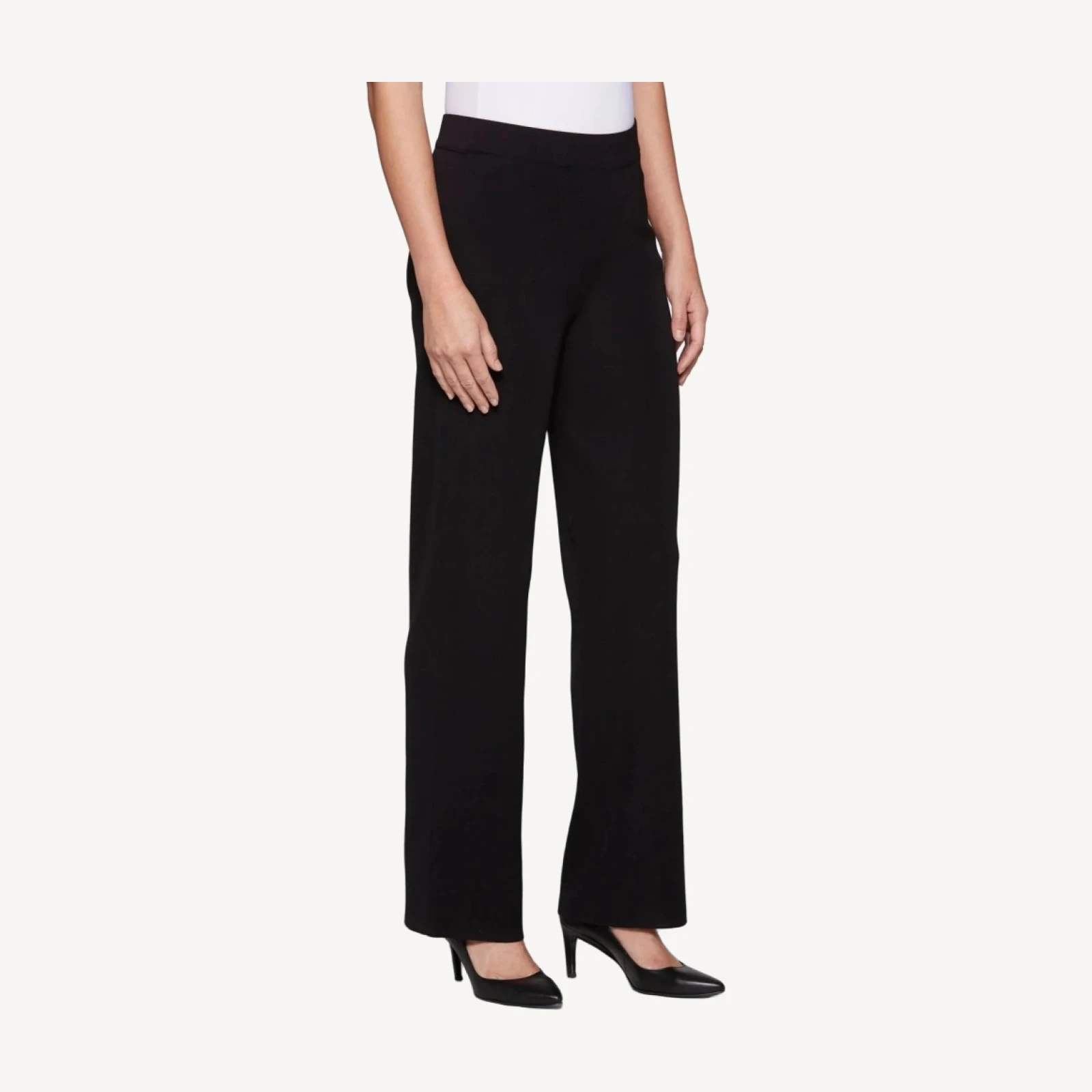 Nancy Wide Leg Mylana Knit Pant, Black - True Fit