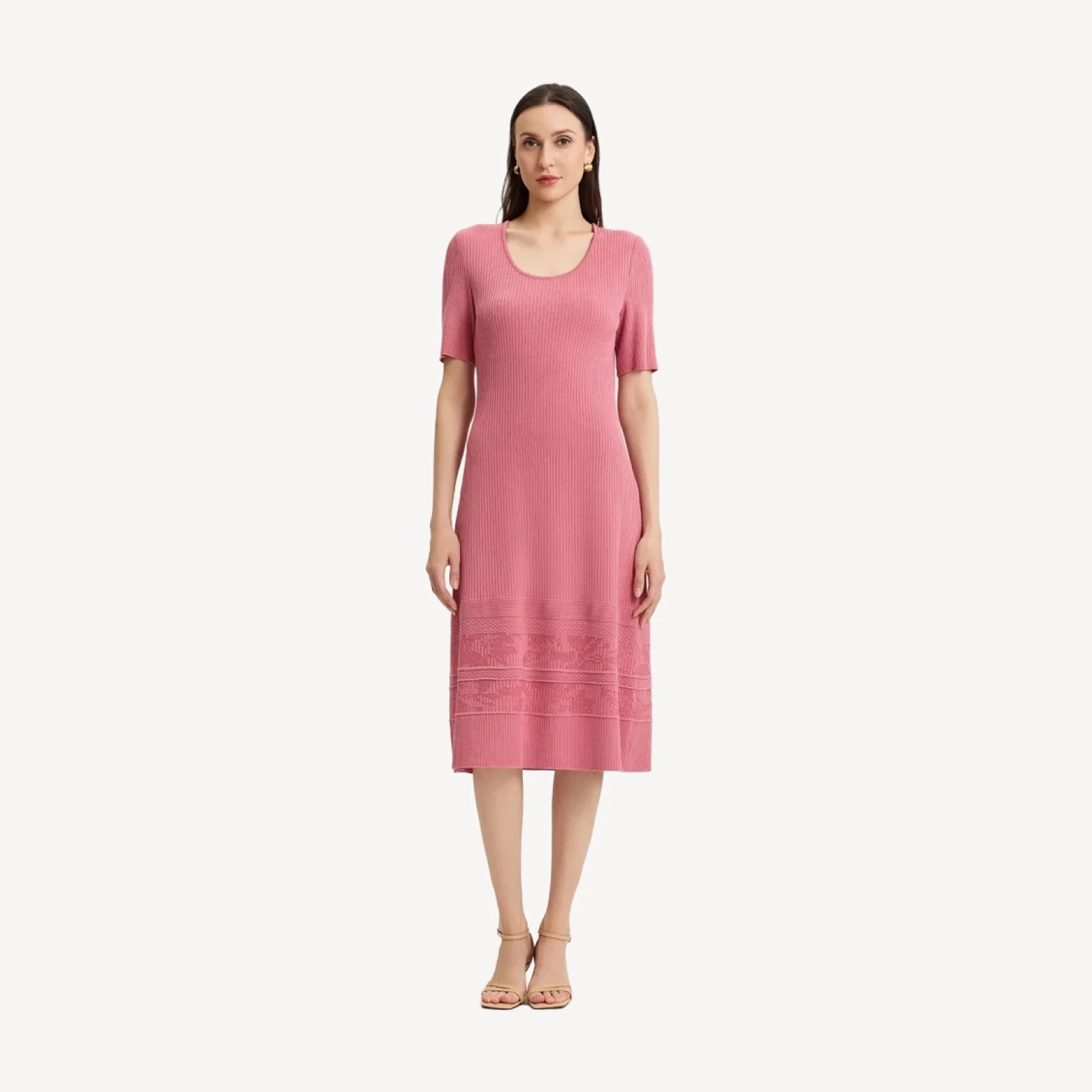 A-Line Ribbed Soft Knit Midi Dress - True Fit