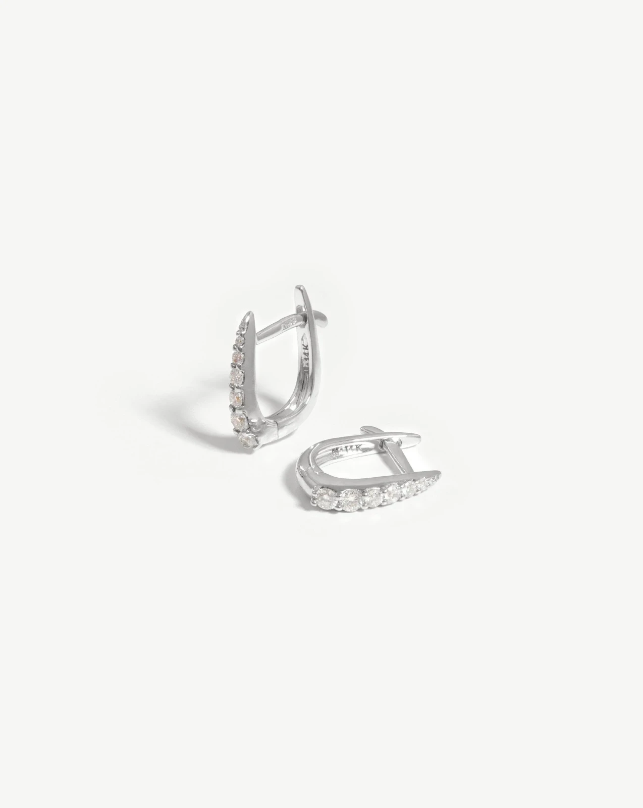 Solid Gold Claw Huggies | 9ct Solid White Gold/Diamond