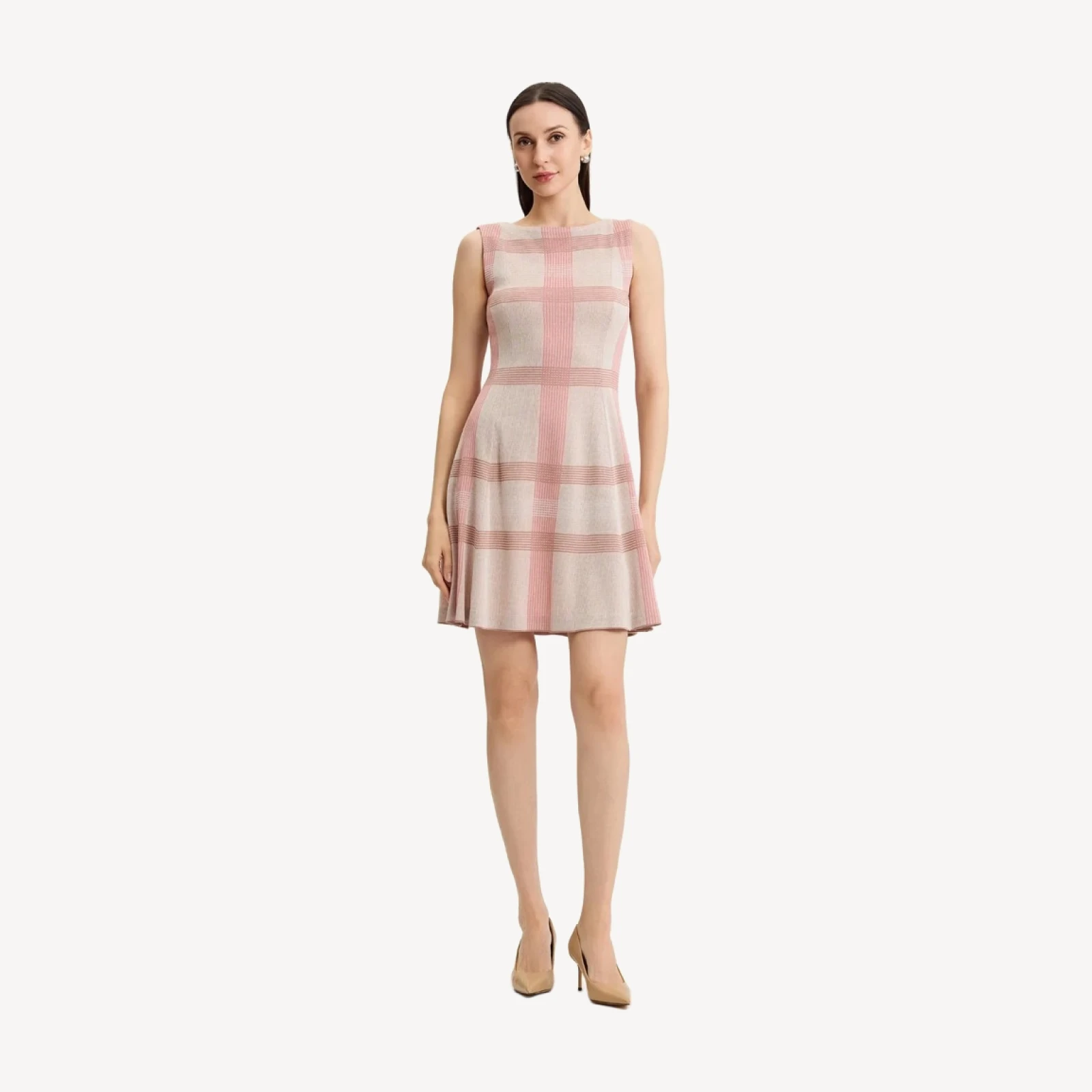 A-Line Multi-Color Plaid Knit Dress - True Fit