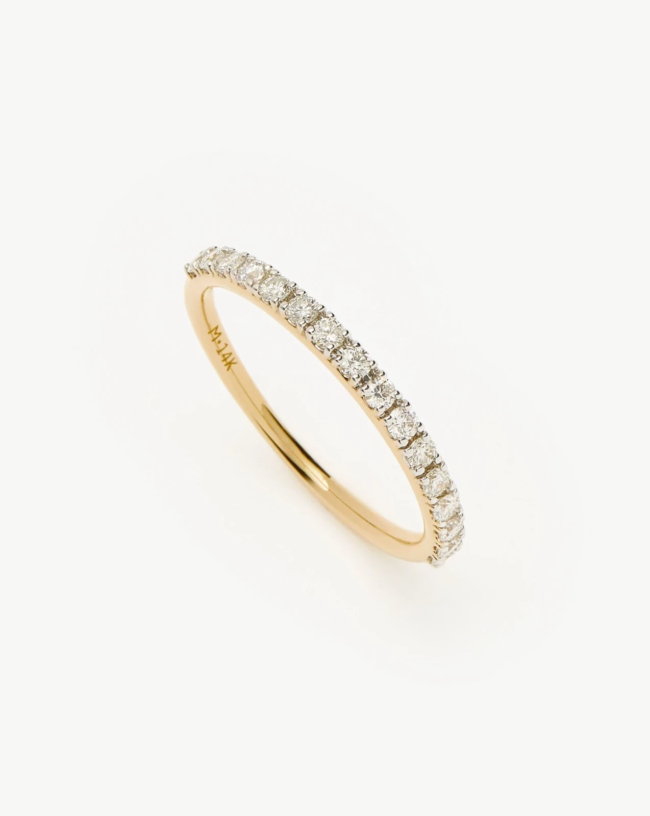 Solid Gold Slim Half Eternity Ring | 9ct Solid Yellow Gold/Diamond