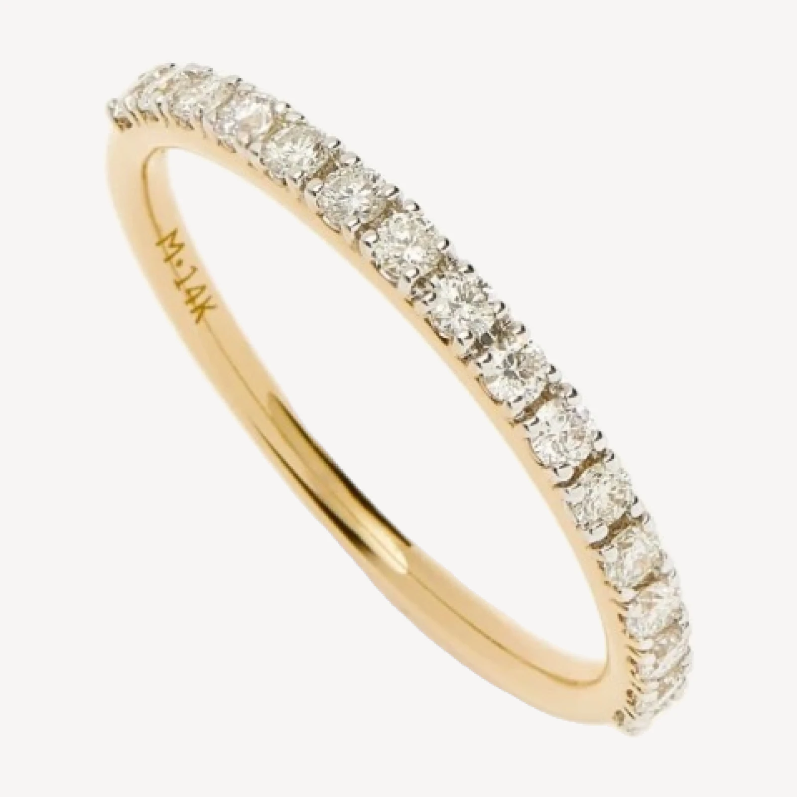 Solid Gold Slim Half Eternity Ring | 9ct Solid Yellow Gold/Diamond
