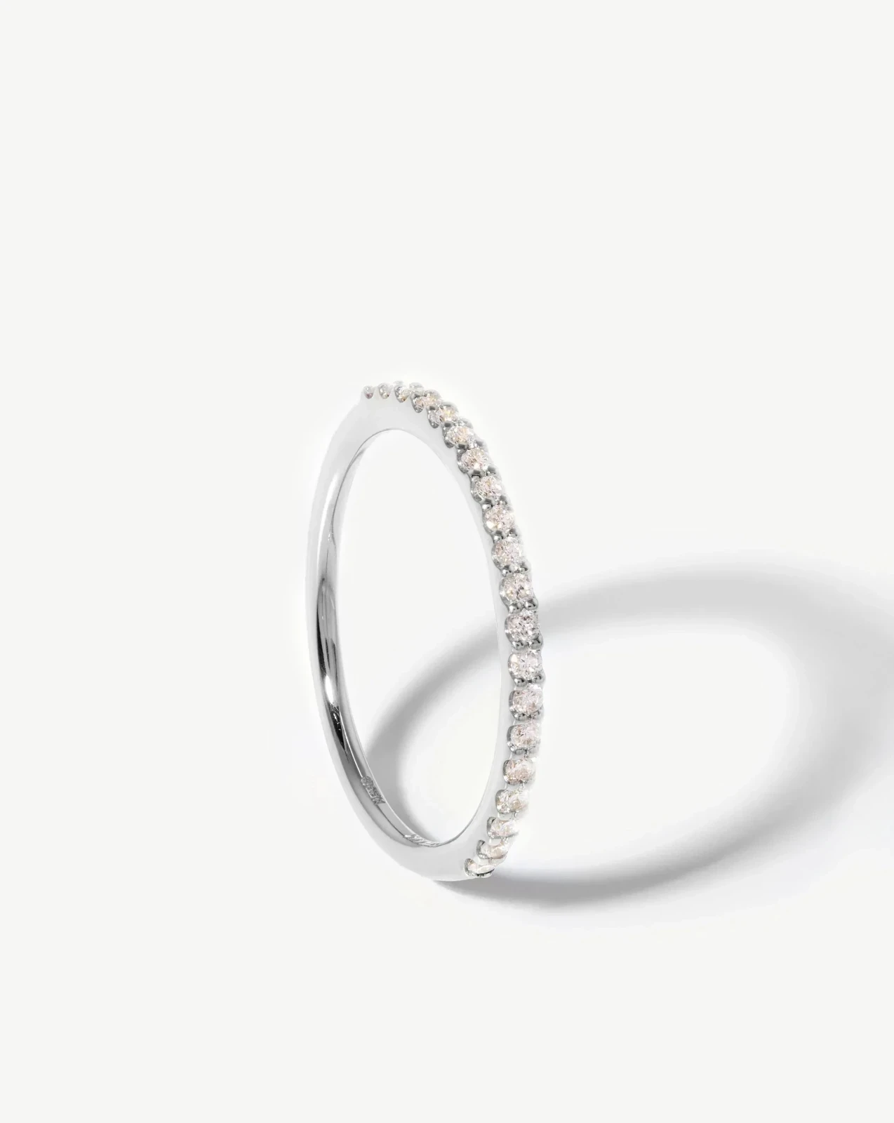 Solid Gold Slim Half Eternity Ring | 9ct Solid White Gold/Diamond