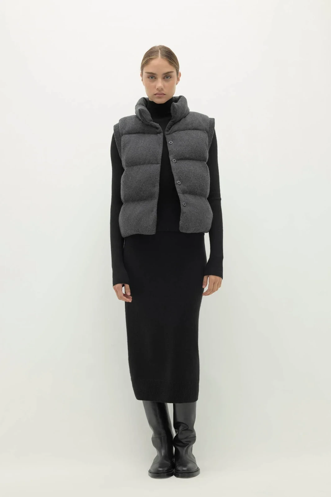 ELLIE PUFFER VEST - CHARCOAL