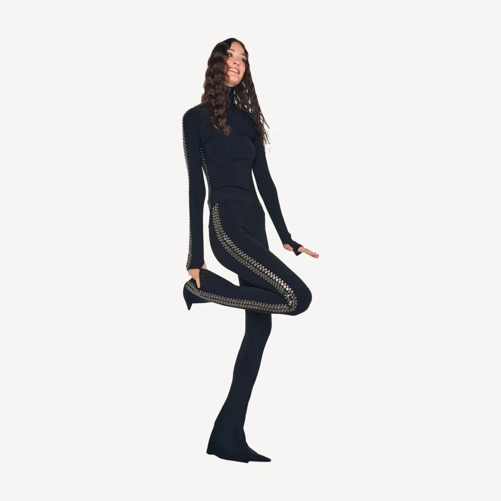 GUNMETAL STUD SPAT LEGGING