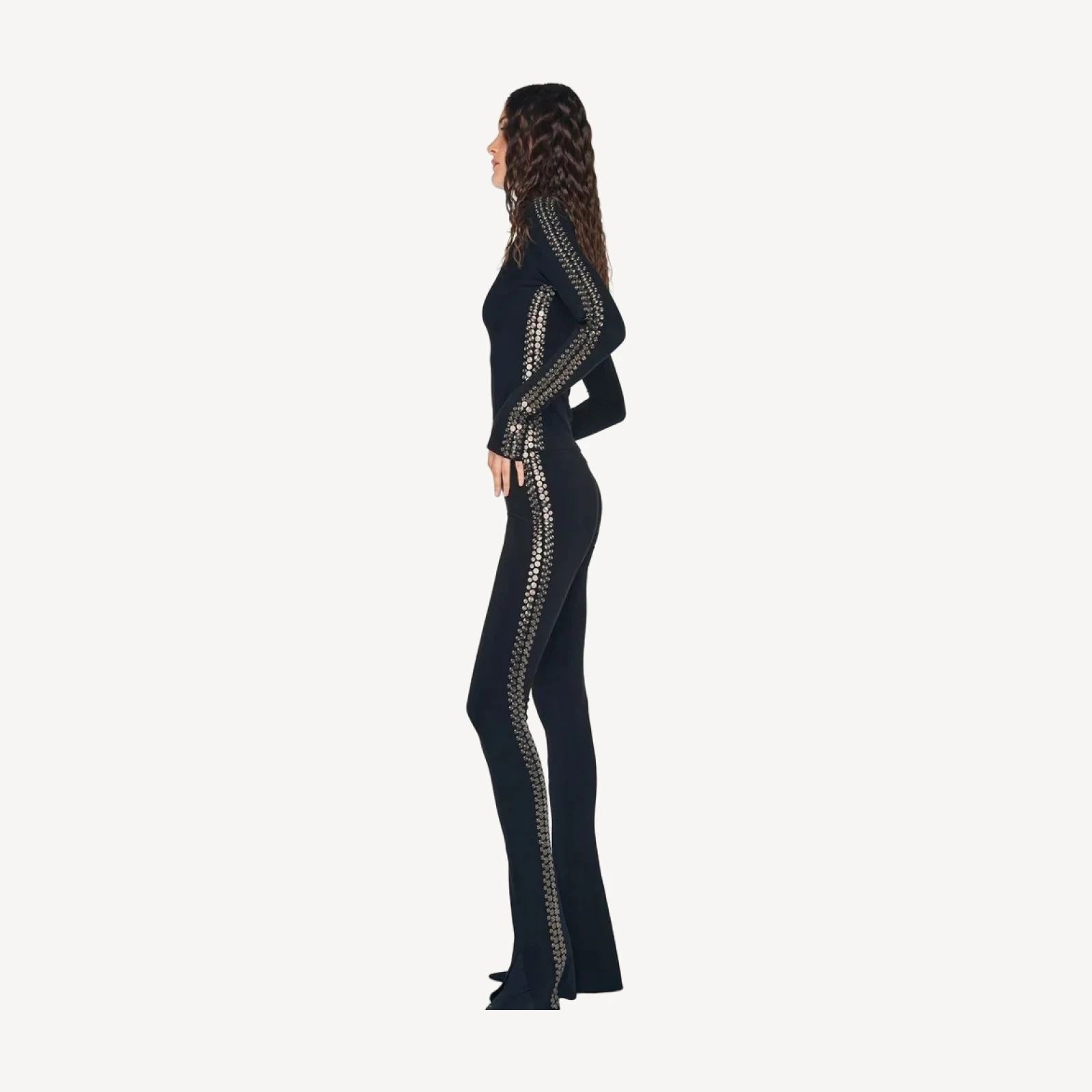 GUNMETAL STUD SPAT LEGGING