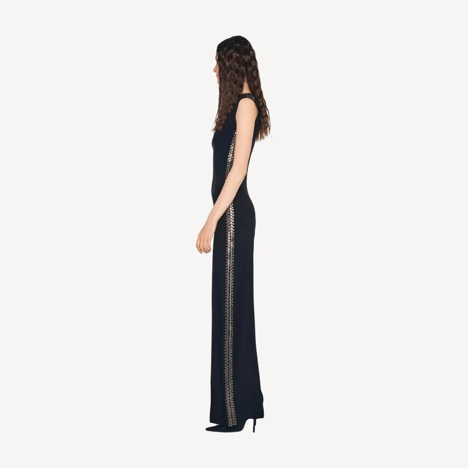 GUNMETAL STUD SLEEVELESS JUMPSUIT