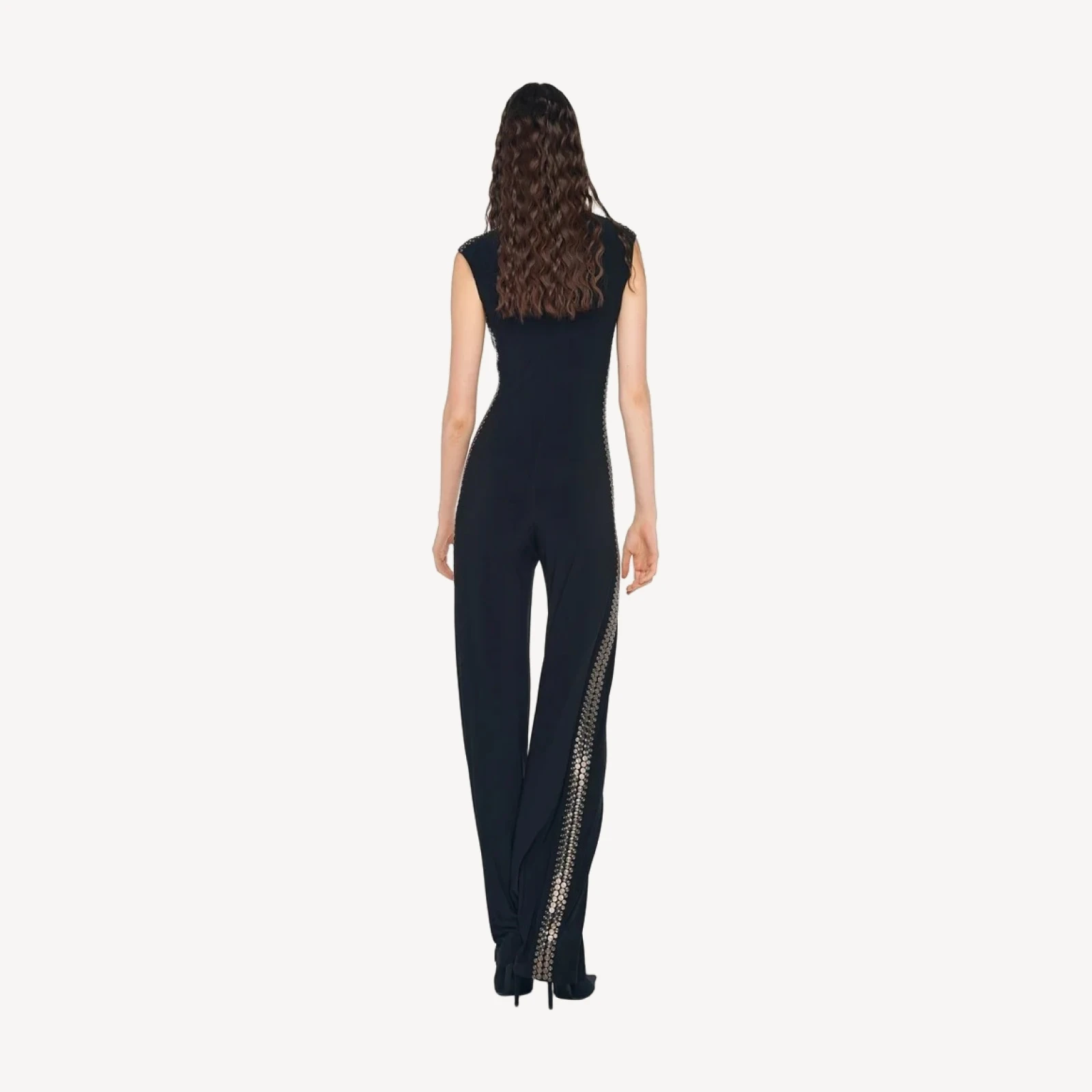 GUNMETAL STUD SLEEVELESS JUMPSUIT