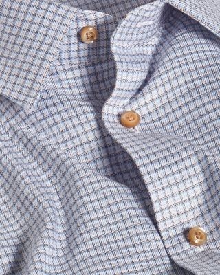 David Donahue Trim Fit Twill Check Cotton Dress Shirt
