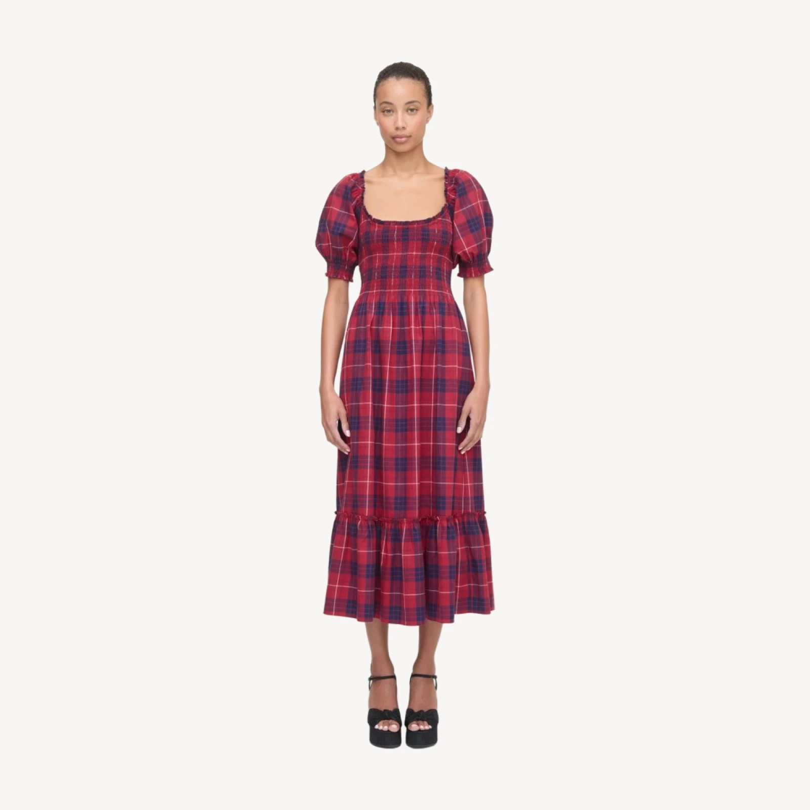 The Louisa Nap Dress - Cherry Tartan