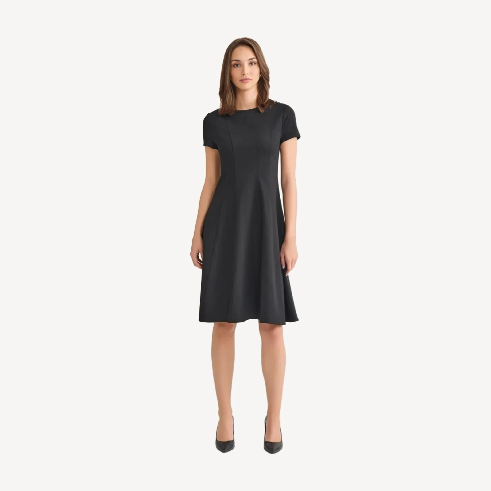 Fit & Flare LuxeStretch Ponte Dress, Black - True Fit