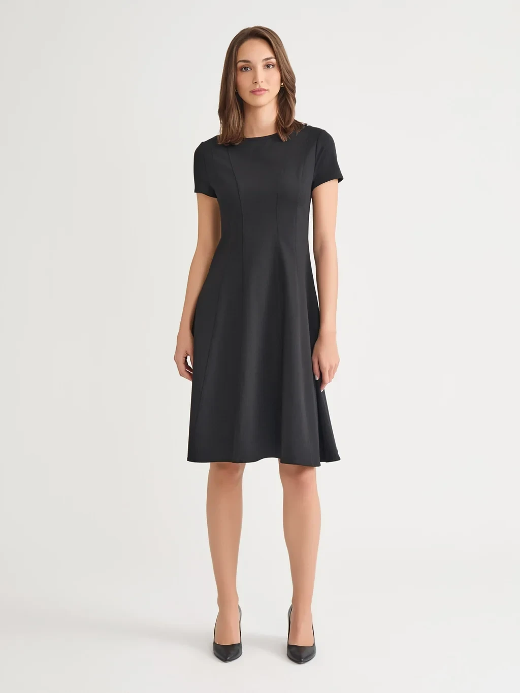 Fit & Flare LuxeStretch Ponte Dress, Black - True Fit