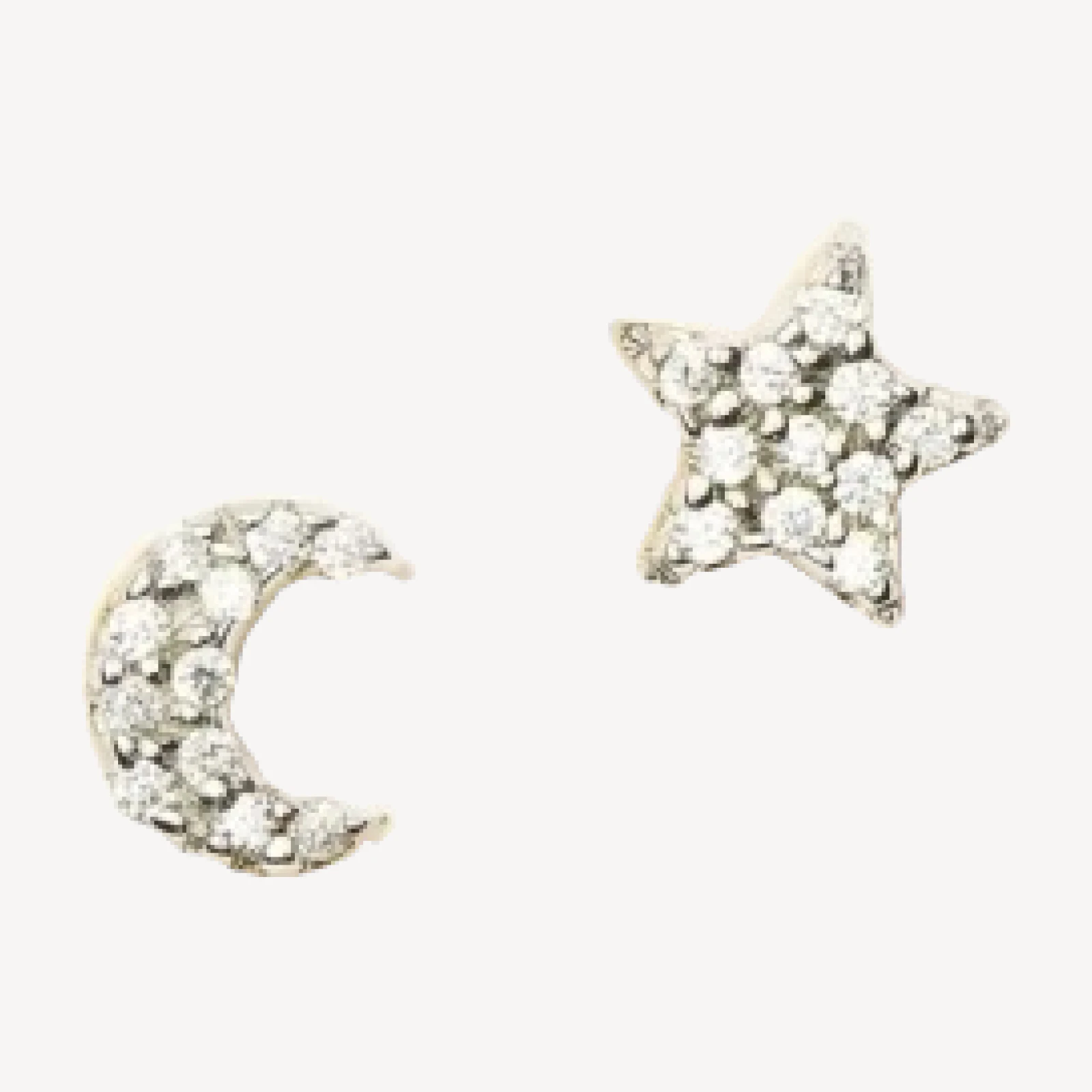 Pave Star Moon Stud Earrings