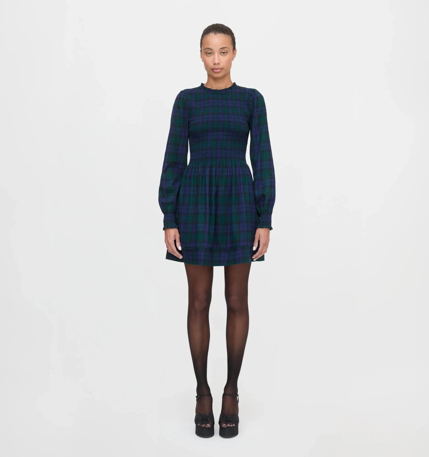 The Lilia Mini Nap Dress - Blackwatch Tartan