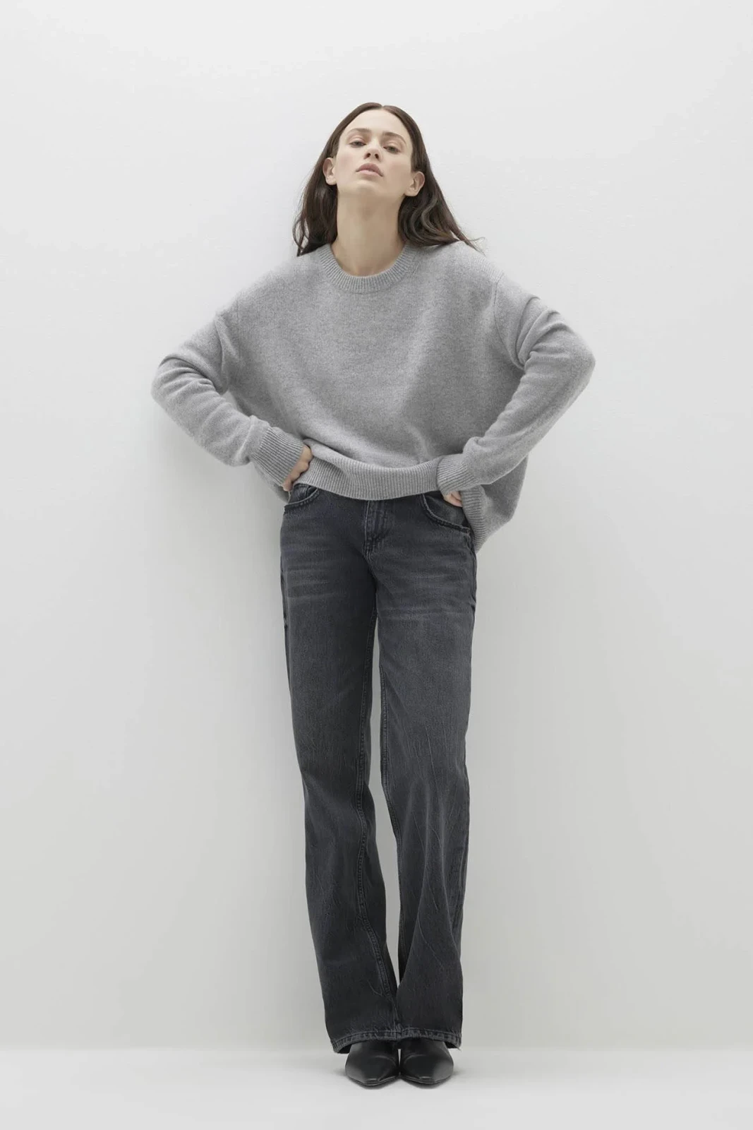 KAIA CASHMERE SWEATER - SHADOW HEATHER
