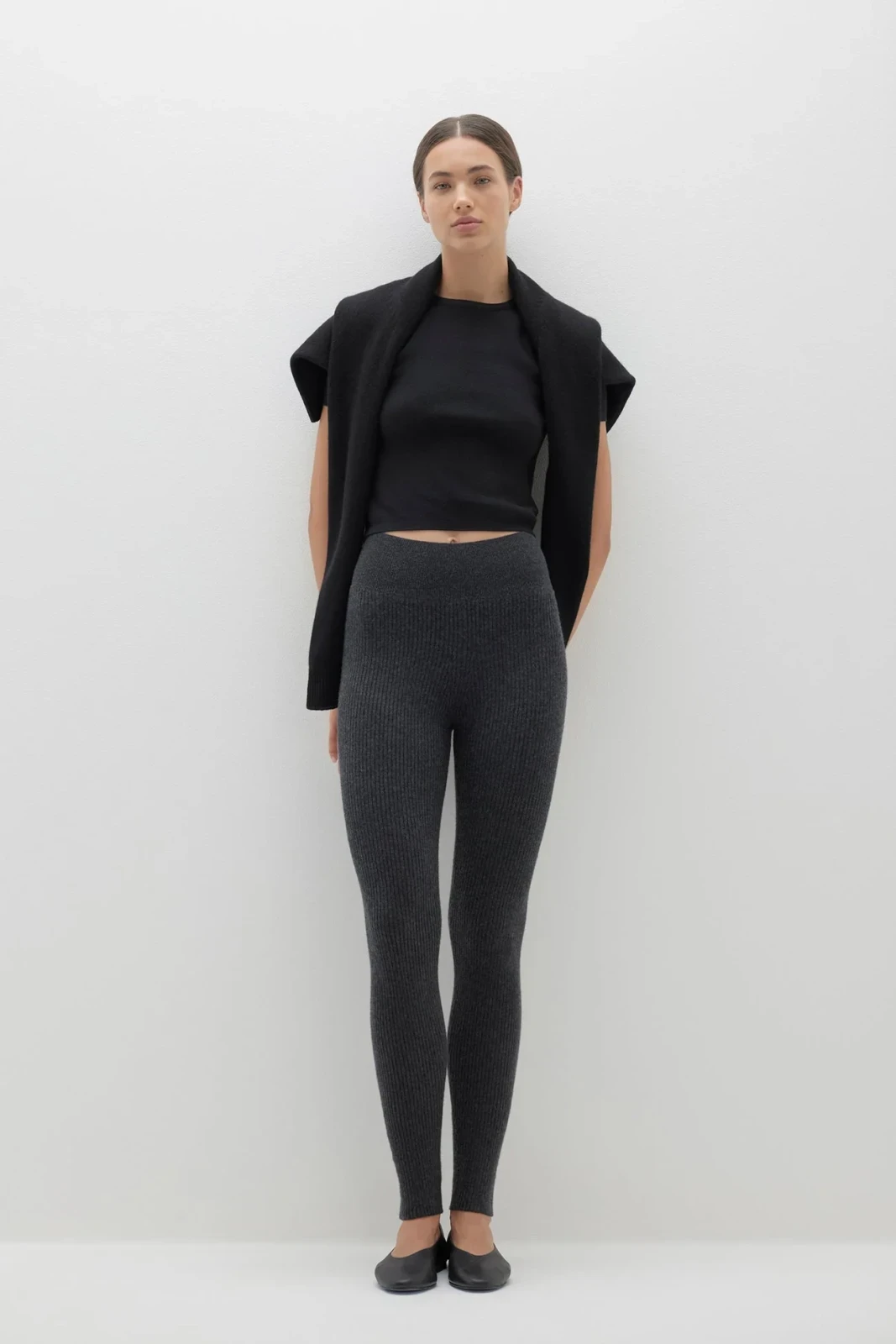 TULSA RIBBED LEGGINGS - CHARCOAL