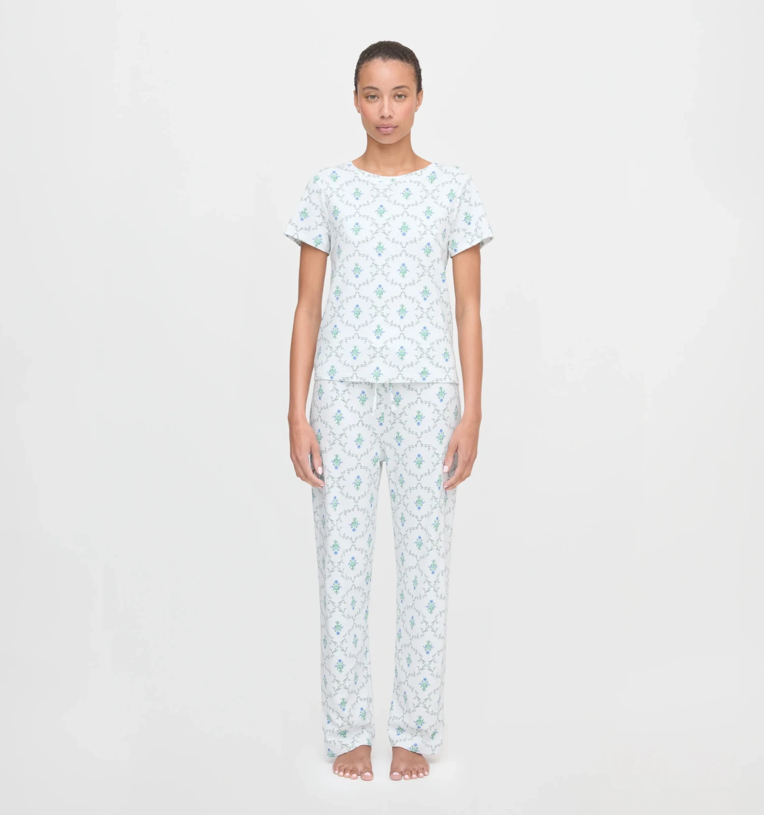 The Kelly Pajama Set - Green Trellis