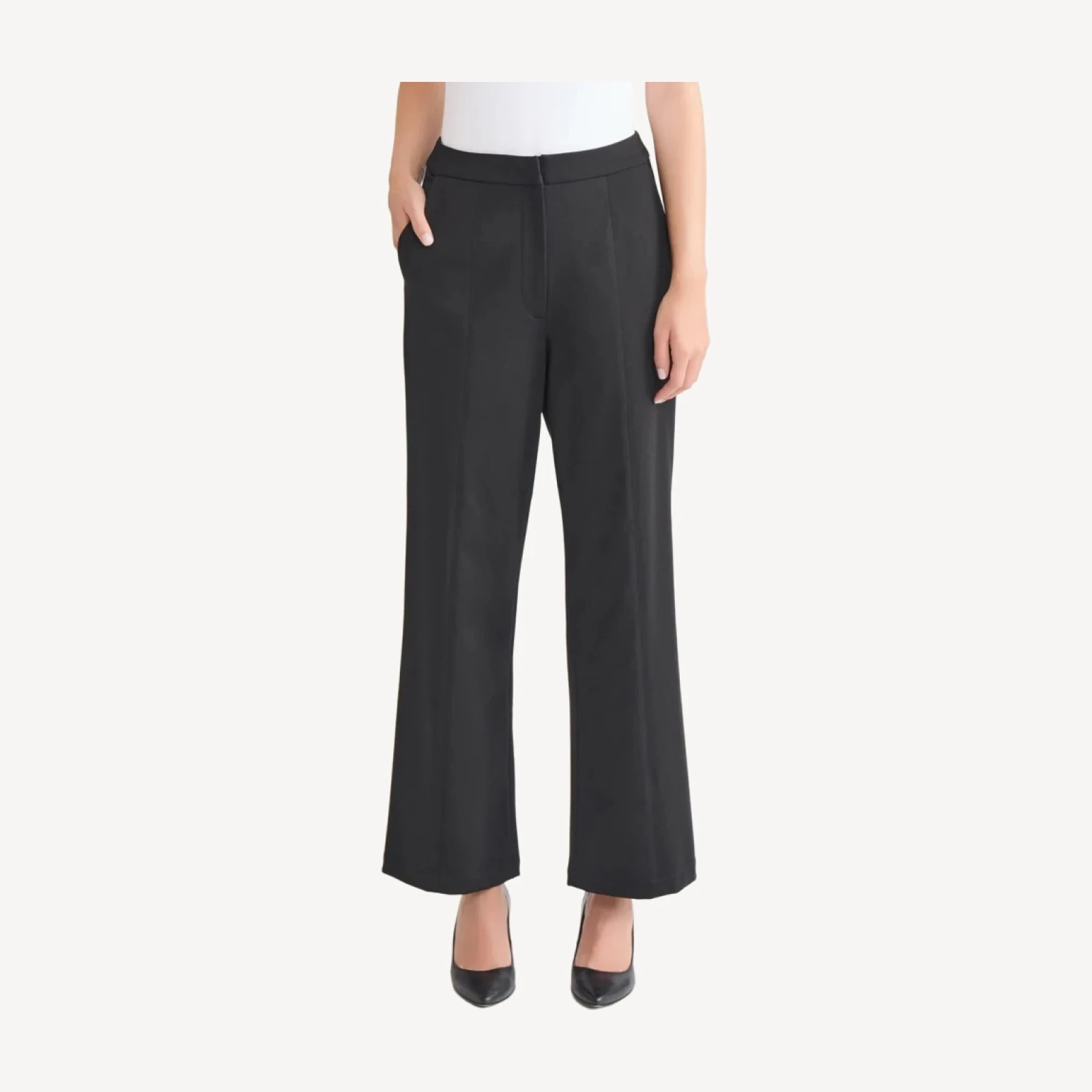 Naomi Wide Leg LuxeStretch Ponte Pant, Black - True Fit