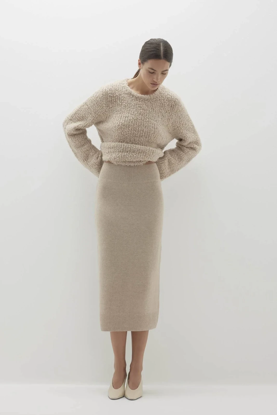 GINA MIDI SKIRT - FLAX