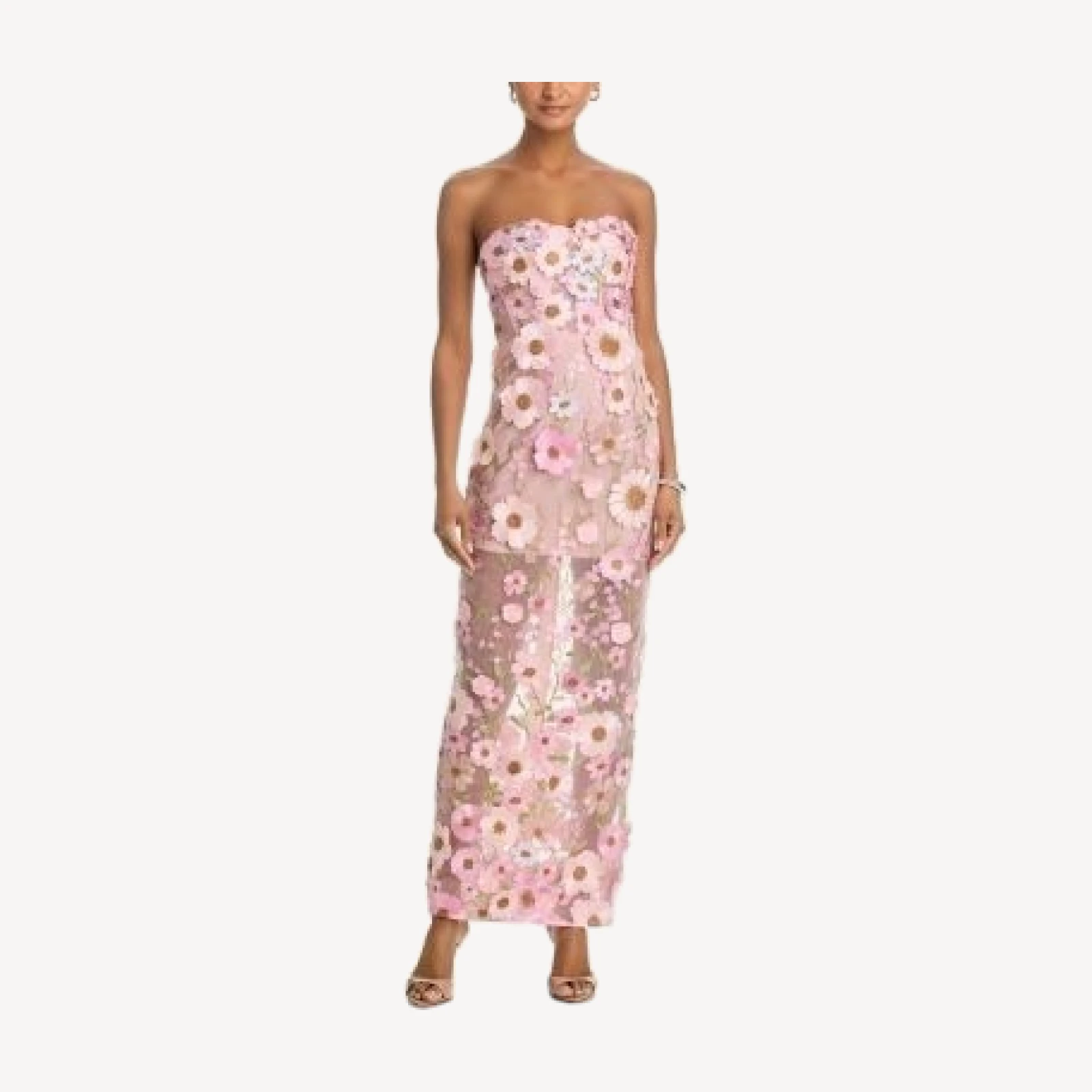 Aqua Long 3D Floral Gown - Exclusive