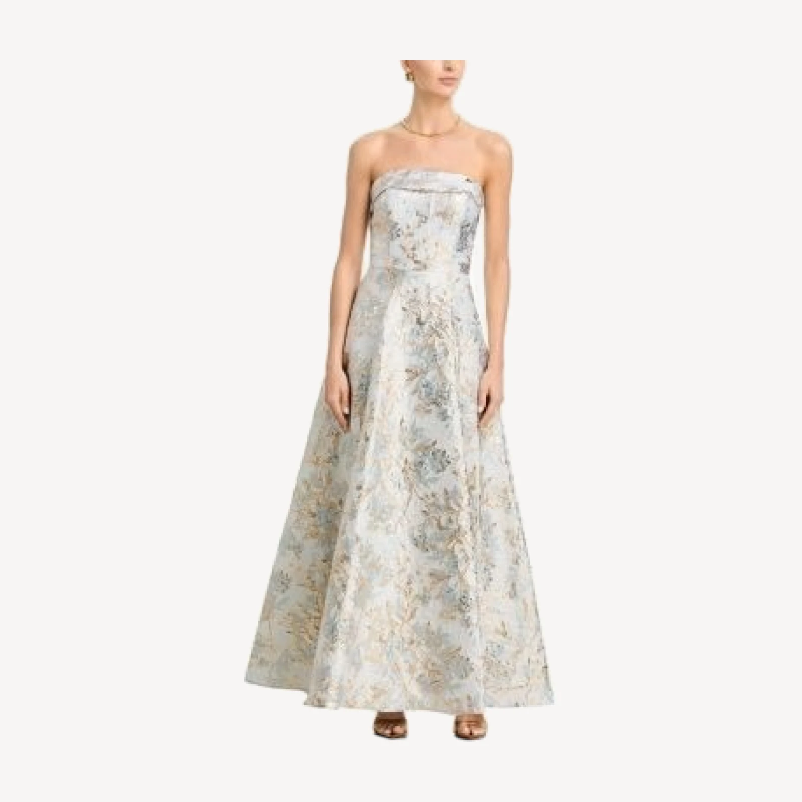 Aqua Long Brocade Strapless Bungalow Dress - Exclusive