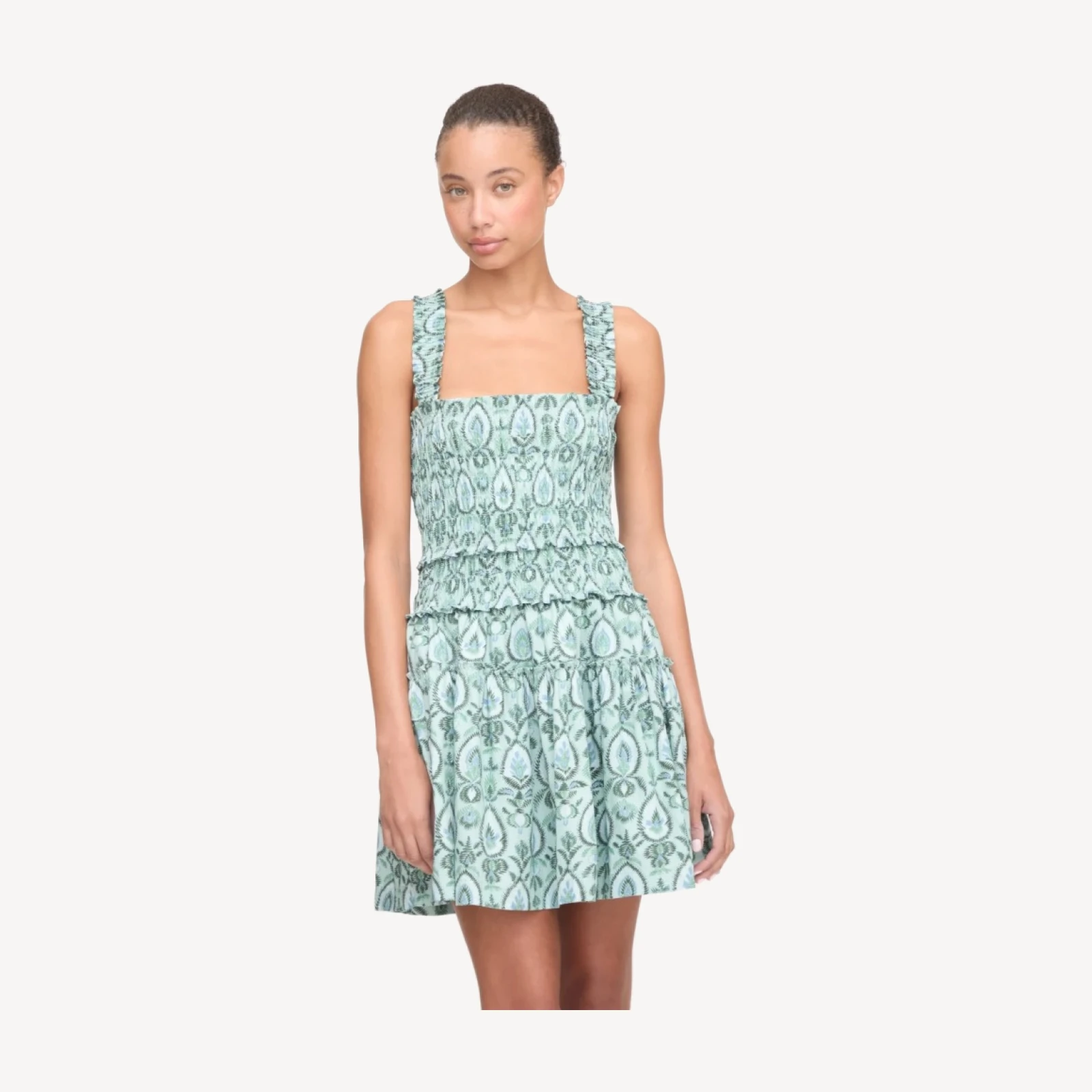 The Azalea Mini Nap Dress - Green Palm Ikat