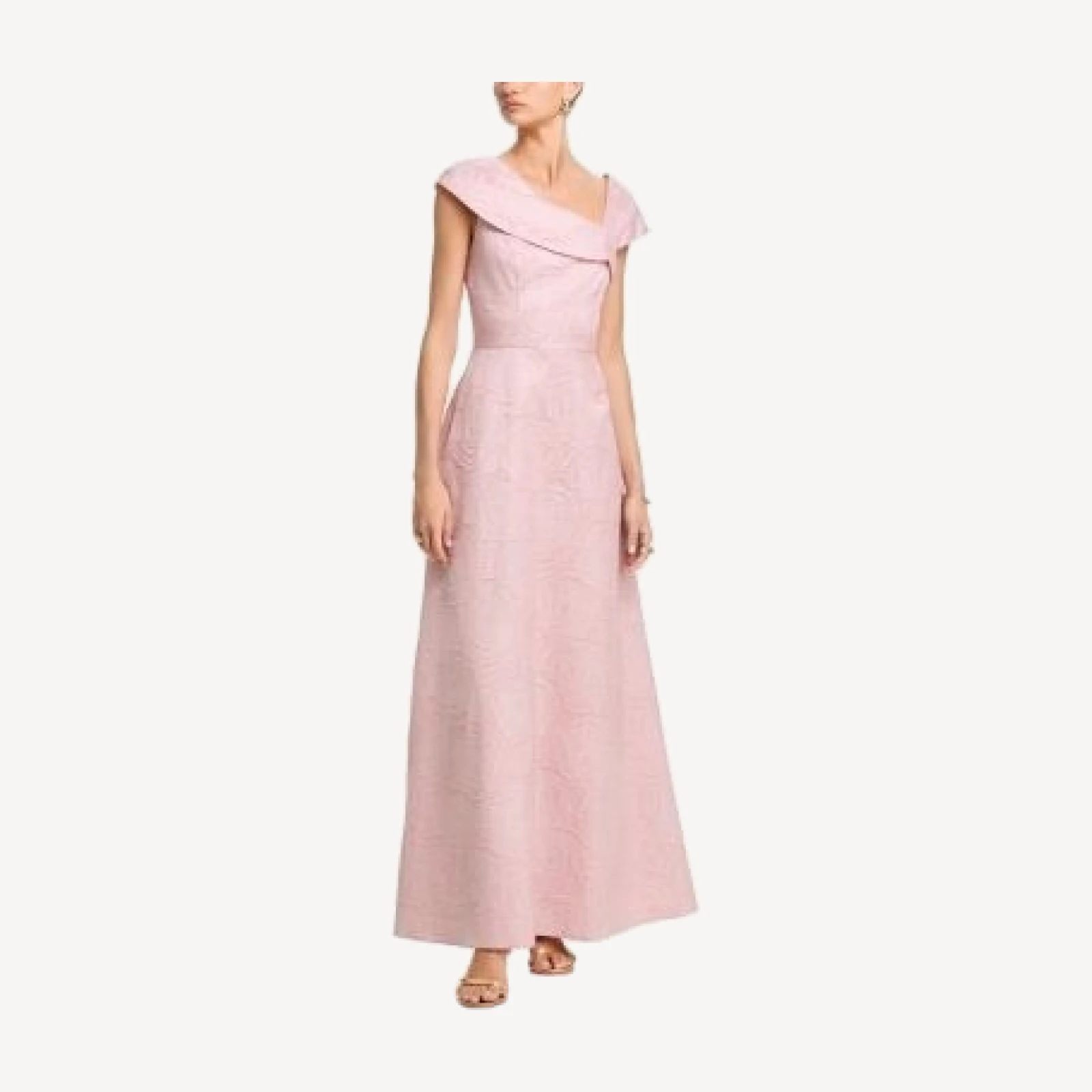 Aqua Long Asymmetrical Neck Floral Ball Gown - Exclusive