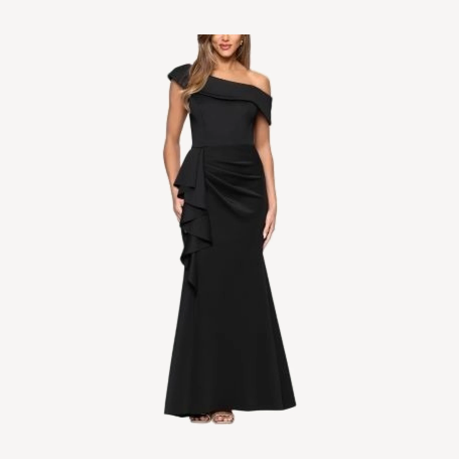 Aqua One Shoulder Ruffle Scuba Crepe Dress - Exclusive