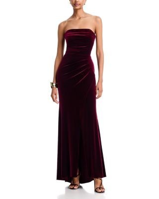 Aqua Velvet Strapless Gown - Exclusive