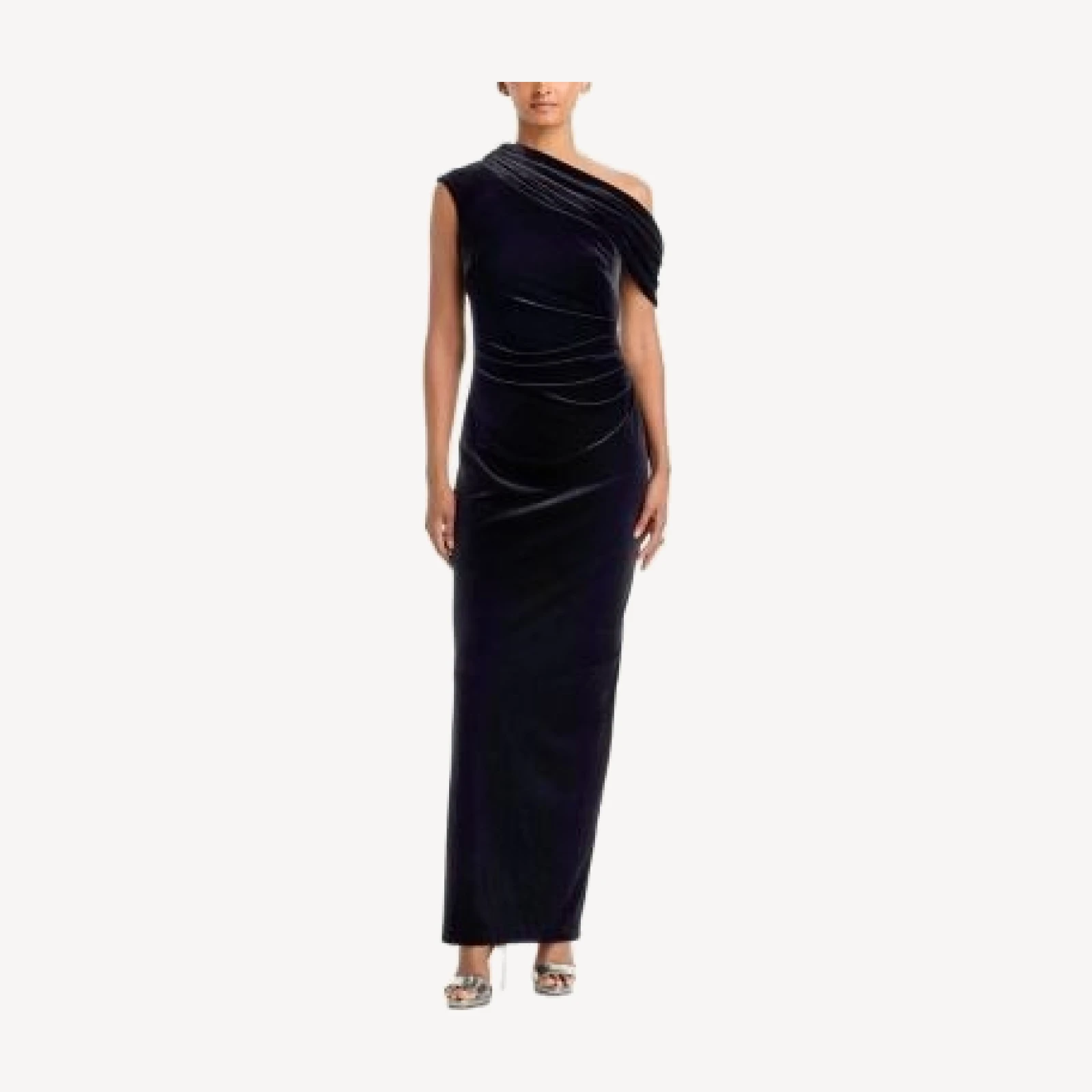 Aqua Asymmetric Velvet Maxi Dress - Exclusive