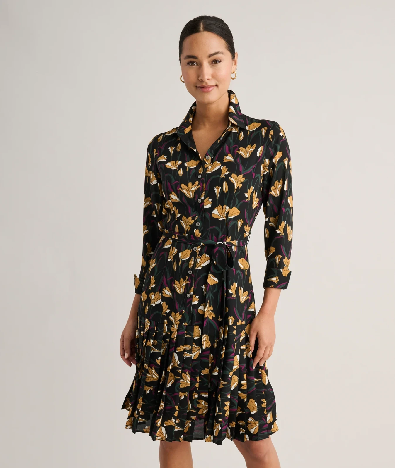 Pleated Janice Midi Shirt Dress