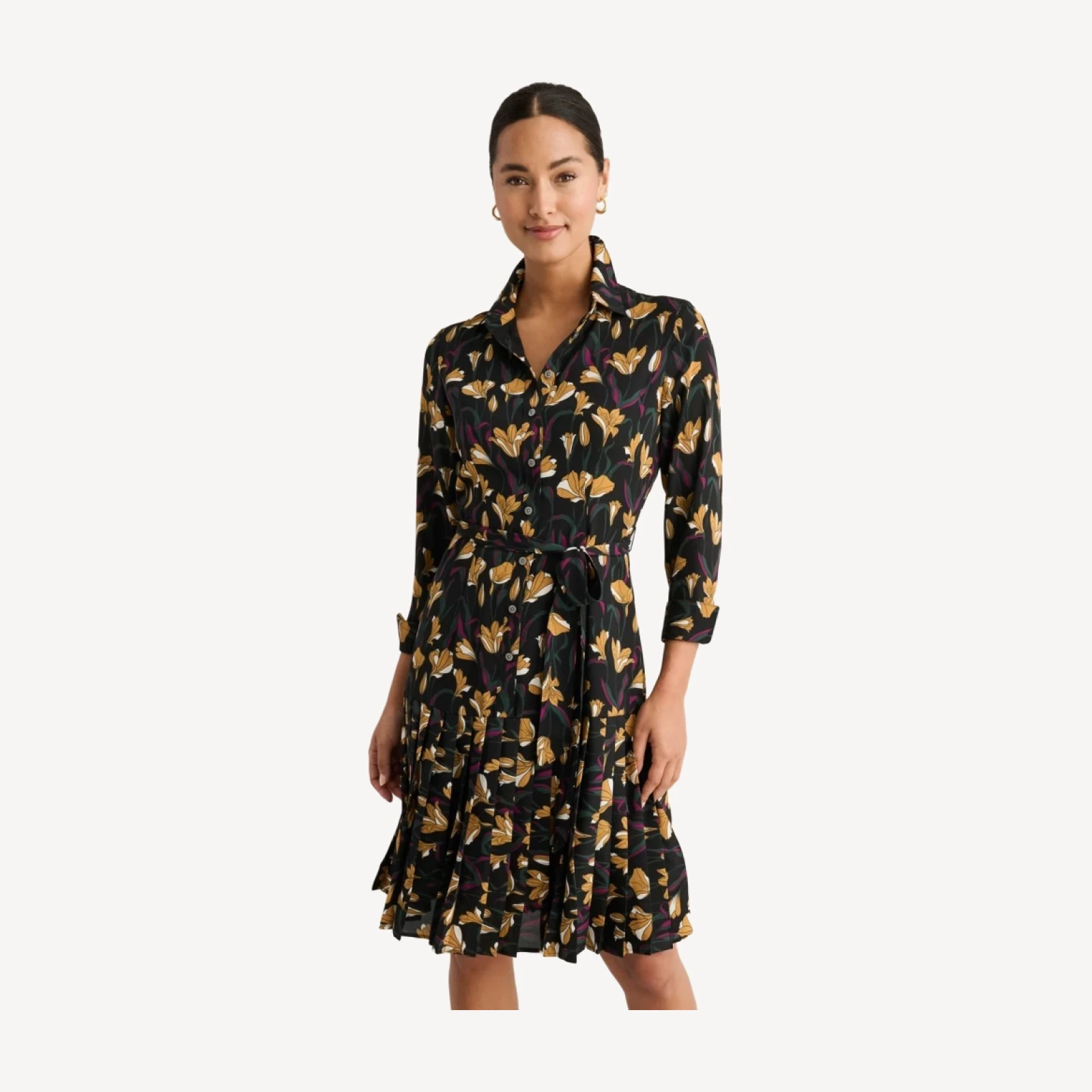 Pleated Janice Midi Shirt Dress