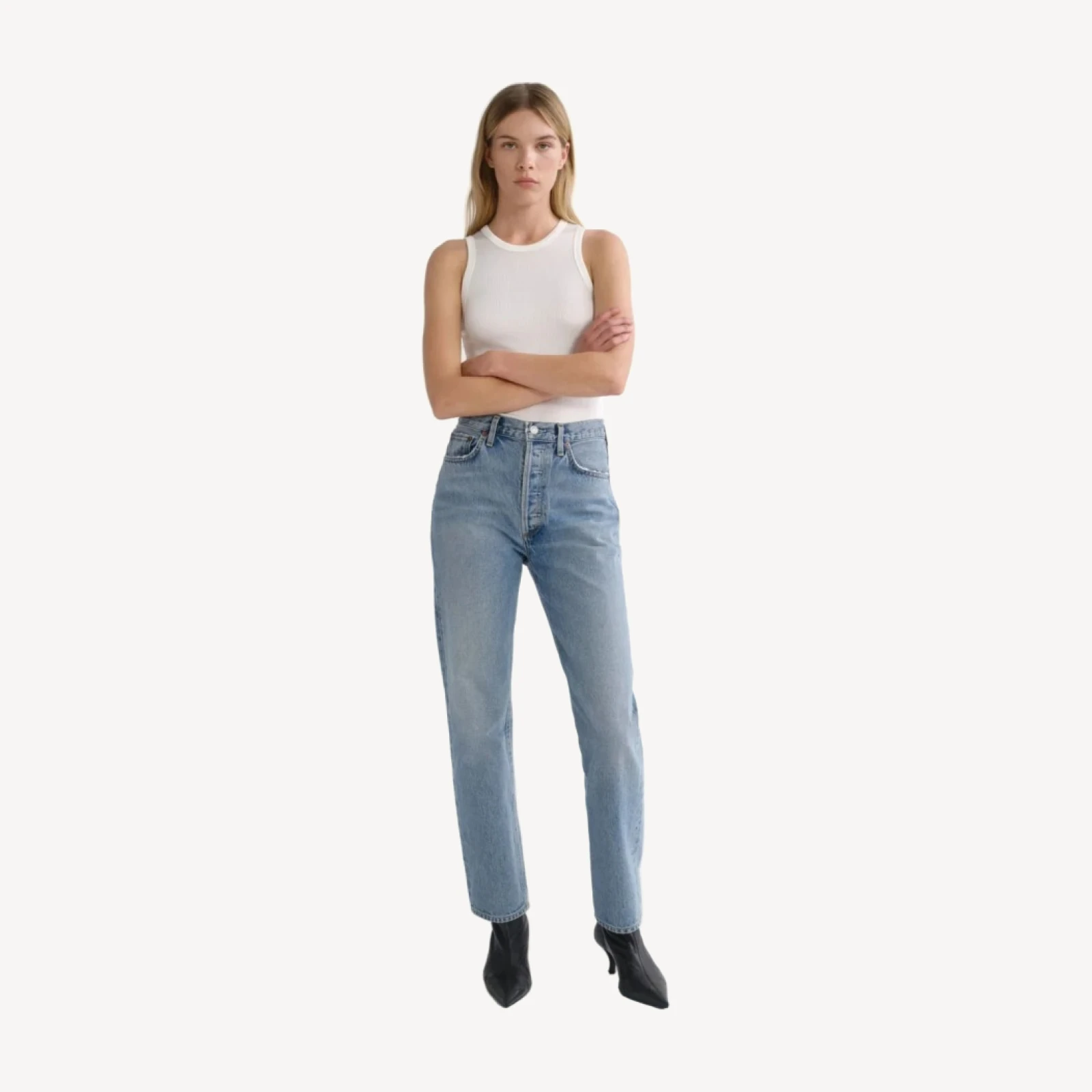 90's Pinch Waist High Rise Straight in Stage