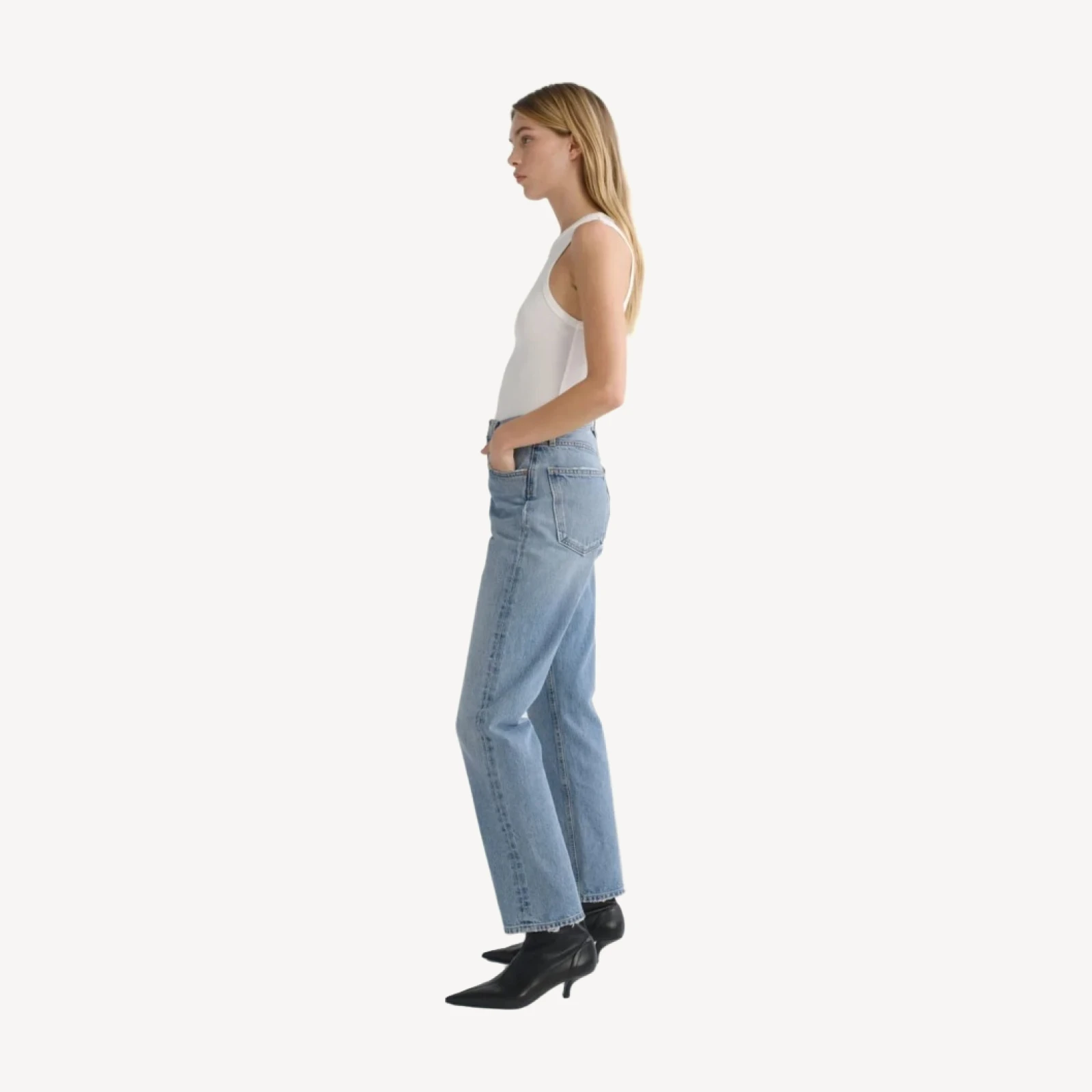 90's Pinch Waist High Rise Straight in Stage