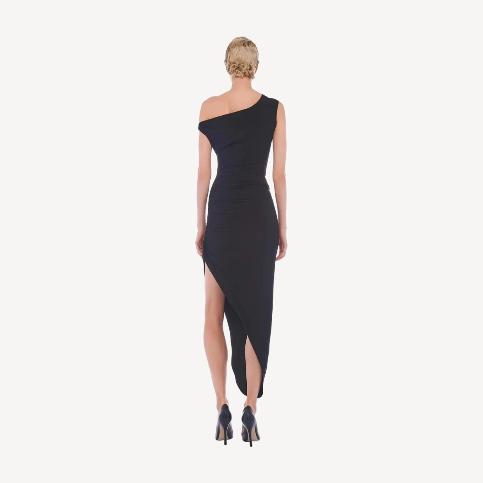 DROP SHOULDER SIDE DRAPE GOWN