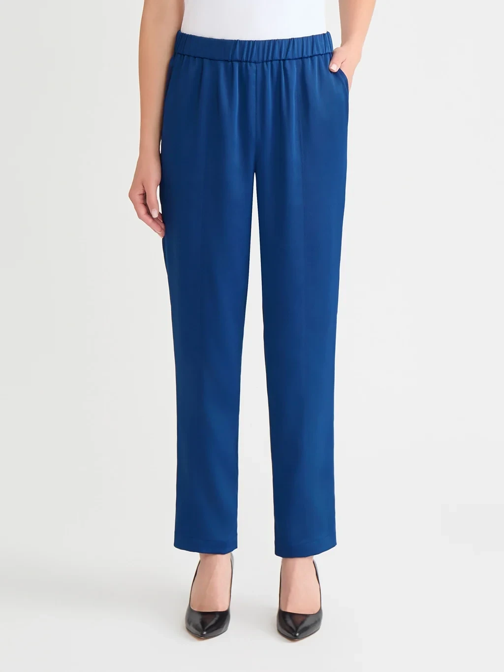 Nora Straight Leg Crepe de Chine Pant, Lazuli Blue - True Fit