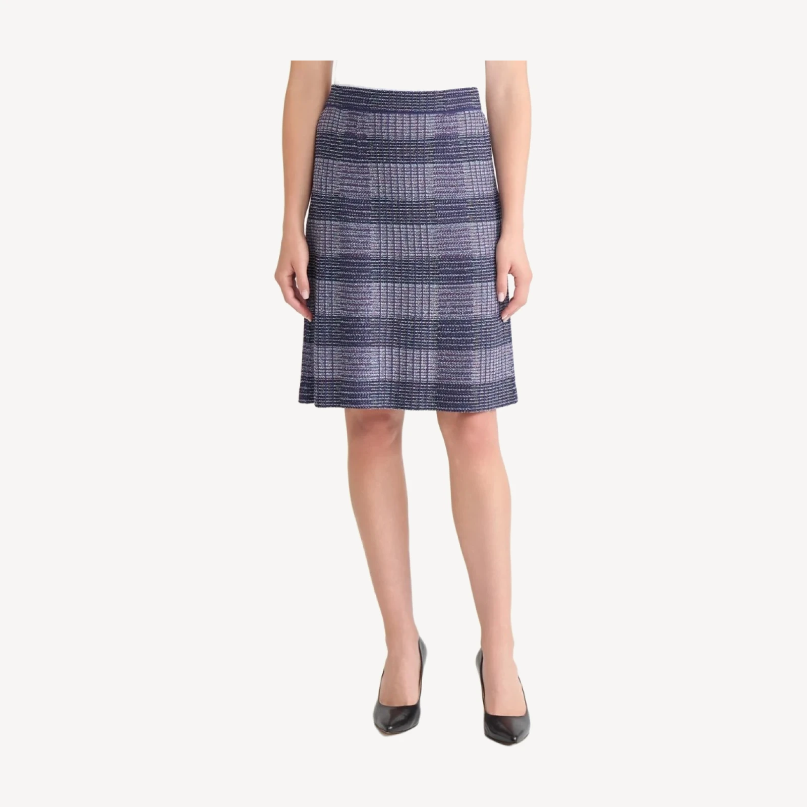 Plaid Knit Straight Skirt - True Fit