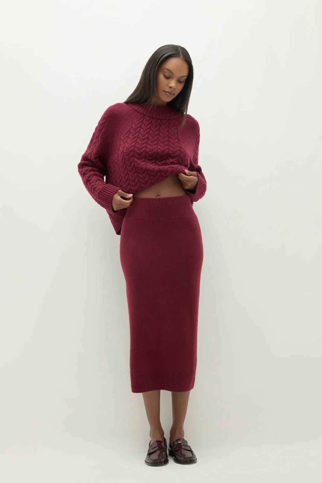 GINA MIDI SKIRT - MERLOT