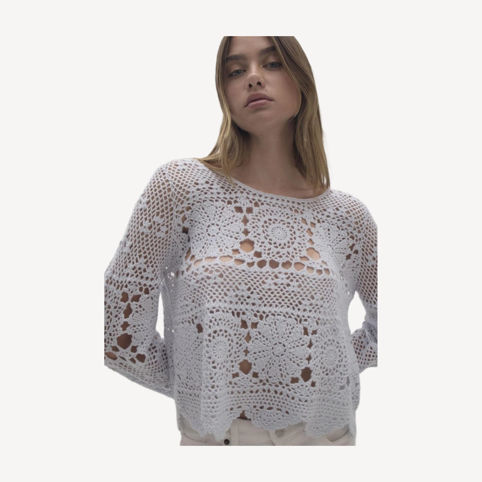 BRIA CROCHET CREWNECK - CLOUD