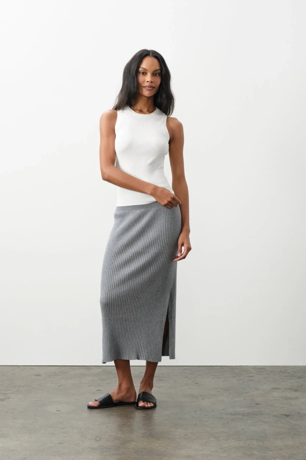 AUBRIE MIDI SKIRT - THUNDER